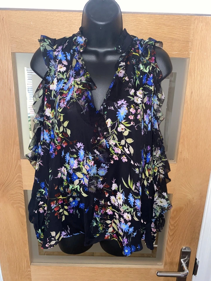 BLUSA/TOP DE SEDA PARKER FLORAL HOMBRO FRÍO TALLA PEQUEÑA Foto 1 de 4