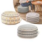 Round Pouf Cover Bedroom Decor Textured Embroider Craft Ottomans Footstools
