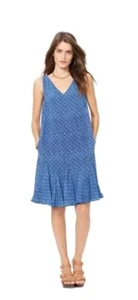 Lauren Ralph Lauren Womens Indigo Sky Geometric Print V-Neck Sleeveless Dress 12 - Picture 1 of 12