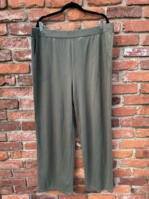 Pantalones verdes de pierna ancha de punto d&co talla 1X bolsillos Foto 1 de 4