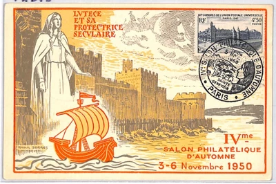 FRANCE Postcard 1950 SALON PHILATELIQUE D'AUTOMNE Philatelic Exhibition PX348 - Image 1 of 4