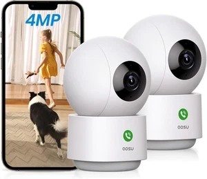 AOSU 4MP Security Camera Indoor - 2.5K Baby Monitor Pet 360° for Home... - Picture 1 of 7