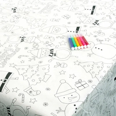 Christmas Colouring Colour In Paper Tablecloth Table Cover With Markers Activity - image 1 of 3