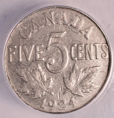 1924 Canada 5 Cents - ANACS F12 Details - Image 1 of 3