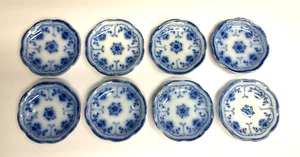 8er Set Flow Blue Butter Pat Teller W.H. Grindley Beaufort ?? Unmarkiert - Bild 1 von 15