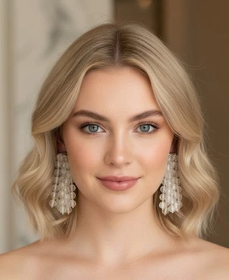 PENDIENTES CASCADA CASCADA CASCADA TRANSPARENTE VINTAGE DISEÑADOR RESINA FRANCESA LUCITE AÑOS 80 3 pulgadas Foto 1 de 4