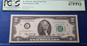 FR. 1935-C* 1976 $2 *STAR* FRN PHILADELPHIA, PA PCGS GEM UNCIRCULATED-67PPQ - Picture 1 of 2