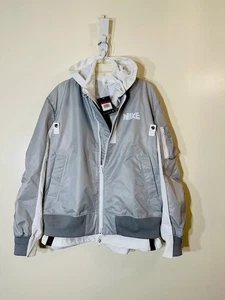 Nike x SACAI hooded layered bomber jacket gray white CV5732-097 NWT sz L $450.00 - Picture 1 of 14