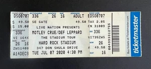 Boleto de concierto Motley Crue & Def Leppard 2022 18/06/22 Hard Rock - Miami FL. - Imagen 1 de 1