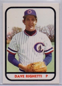 Tarjeta de novato 1981 TCMA #9, DAVE RIGHETTI, Columbus Clippers - Imagen 1 de 2