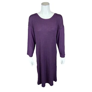 Carole Hochman Women's 3/4 Sleeve Chunky Rib Lounge Dress Deep Plum X-Large Size - Picture 1 of 2