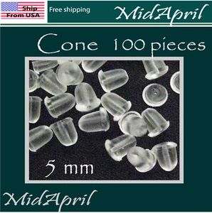 Kegel Ohrring Rücken Stopper 5 mm Silikon Gummi 100 Stck. US-Verkäufer - Bild 1 von 1