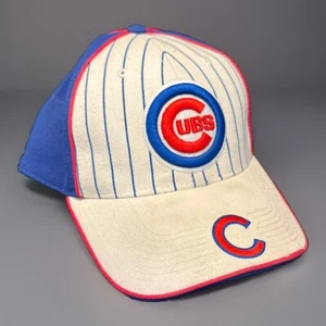 CHICAGO CUBS Retro Bordado Gorra Sombrero A Presión Blanco Azul Rayas MLB - Imagen 1 de 13