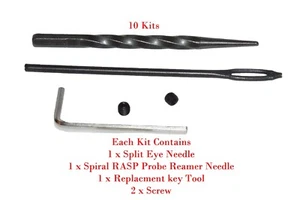 10Kits Replacement Split Eye Insertion & Sprial Needle for Tire Plug Reamer Tool - Picture 1 of 2