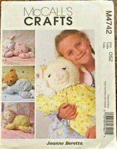 McCall's 4742 Plush Sleepy Animals Pajama Holders Lamb Bear Bunny Sewing Pattern - Picture 1 of 2