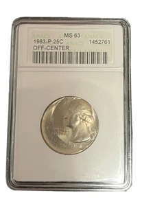 VERY NICE 1983-P QUARTER OFF-CENTER graded MS 63 - Picture 1 of 5