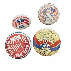 BSA 4 Collector Commemorative Button Pins 1976 USA Flag & Olympic Team SB-499 - Picture 1 of 3