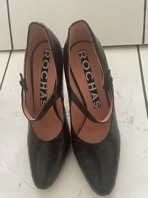 Brand New Womens Italian Made Rochas Black Shoes Size 40 - Image 1 of 4