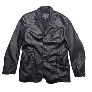 vintage versace versus Mens jacket blazer Black leather size L - Picture 1 of 11