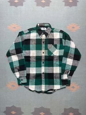 Camisa de franela vintage años 70 Mr Leggs tejida algodón verde cuadros niños 18 adultos pequeña Foto 1 de 4