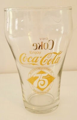 1902-1977 COCA COLA DETROIT 75º ANIVERSÁRIO VIDRO ETIQUETA DOURADA - Imagem 1 de 3