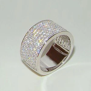 925 Sterling Silber Breite Version Voll Diamant Diamant Mode 【verkauft wie es ist】 - Bild 1 von 5