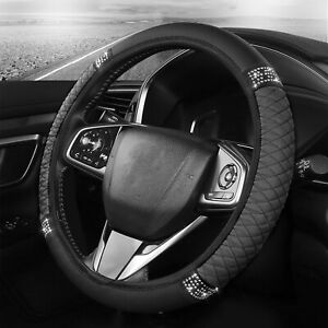 For Honda 15'' PU Leather Car Steering Wheel Cover Breathable Anti-Slip Wrap US