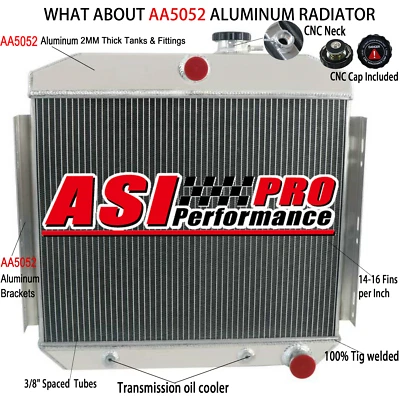 4 Row Radiator For 1955~1957 1956 Chevrolet Bel Air/One-Fifty/Two-Ten Series L6. - Imagem 1 de 4