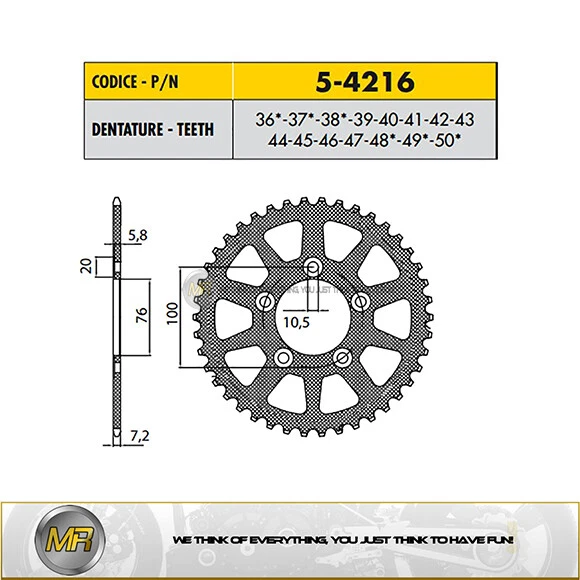 Piñón trasero Ergal KTM RC8 R 1190 2010 2011 2012 2013 525 - 44 DIENTES Foto 1 de 1