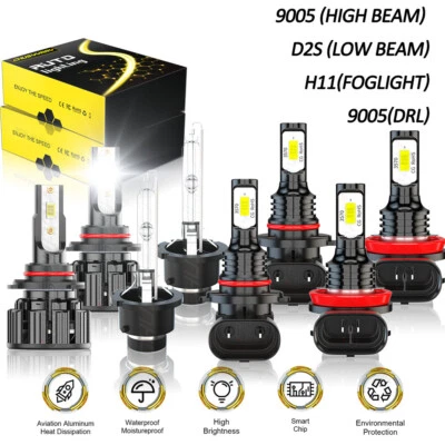 NEW For 2006-2010 Infiniti M35 8Pcs Headlights Daytime Hi/Lo DRL +Fog Light Bulb — 第 1/4 张图片