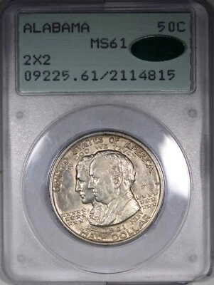 1921 2x2 Alabama Commemorative Half Dollar PCGS MS61 CAC Rattler Holder - Image 1 of 4