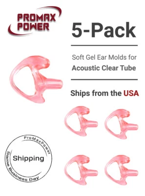 5x Soft Gel Ear Molds for 2-Way Radio Acoustic Tube Earpieces (Medium / Left) - Image 1 of 4