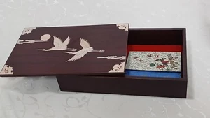 Joyero Coreano Diseño Dos Grúas Lacado con Cartera Artesanal Tela Seda - Imagen 1 de 8