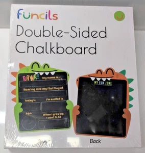 Funcils Double-Sided Dinosaur Chalkboard Back to School and Blank - Picture 1 of 5