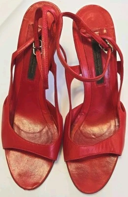 Sandalias de aguja Narciso Rodriguez para mujer de piel de cordero con correa en el tobillo rojas talla 38 EE. UU. 7 Foto 1 de 3
