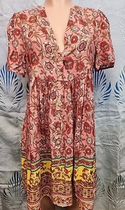 NWT Cupshe Multicolor Floral Puff Sleeve V Neck Knee-length Dress Size Small - Picture 1 of 7