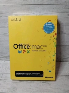 New Microsoft Office MAC 2011 Home & Student Software 3 Users Factory Sealed - Picture 1 of 6