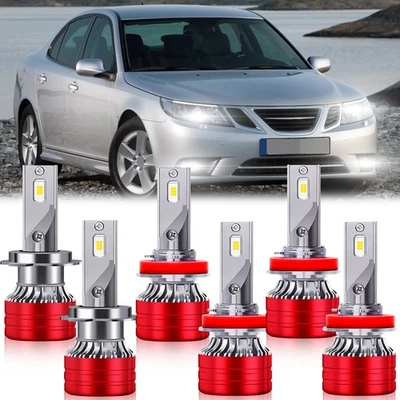 For Saab 9-3 2008 2009 2010 2011 White LED Headlight Fog Light Bulbs H7 H11 H11 - Image 1 of 4