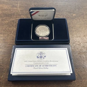 2002 US Military Academy Bicentennial Proof Silver Dollar Coin W/Box & COA - Picture 1 of 5