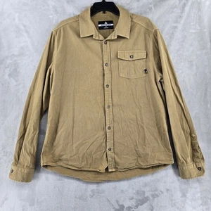 American Giant Mens Xl Tan Canvas Button Up Long Sleeve Flaws - Picture 1 of 10