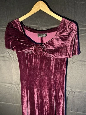 Vestido Vintage Carole Little Terciopelo Borgoña Rosa Foto 1 de 4