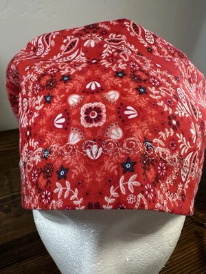 Red Paisley Euro Surgical Scrub Cap - Image 1 of 4
