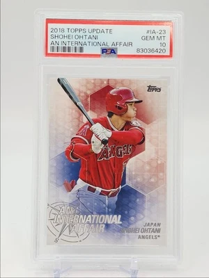 SHOHEI OHTANI 2018 TOPPS UPDATE INTERNATIONAL AFFAIR ROOKIE RC PSA 10 Q1496 - Image 1 of 2