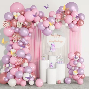 143 Stck. Schmetterling Rosa und Lila Luftballons Girlande Bogen Kit, Baby Shower Decorati - Bild 1 von 12