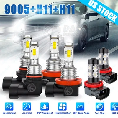 6x para Honda Civic 2016 2017 2019 2020 faros LED haz alto y bajo + kit de luces antiniebla Foto 1 de 4