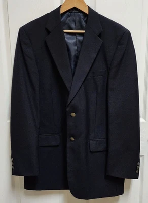Blazer Bernhard Altmann Hombres 42 Largo Azul Marino Mezcla Lana 2 Botones Ventilación Oficina Preppy Foto 1 de 4