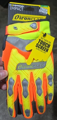 Ironclad Command Impact Work Gloves; Hi-Viz Gloves Yellow Orange - Select Size