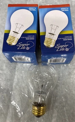 75A19 Clear Bulb * Rough Service *Super Life 20,000 Hr *Equal to 40-Bulbs *2-pcs - Image 1 of 4