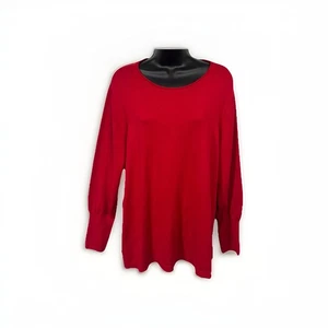 Chico's Pullover XXL rot Viskose Mischung Strick Tunika Rundhals Pulli Urlaub - Bild 1 von 16