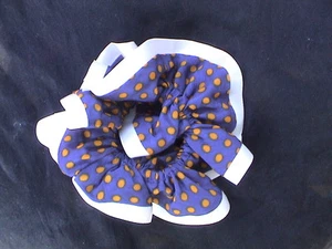 DARK NAVY & ORANGE POLKA DOT SCRUNCHIE - CUTE! UNIQUE! NEW! - Picture 1 of 1